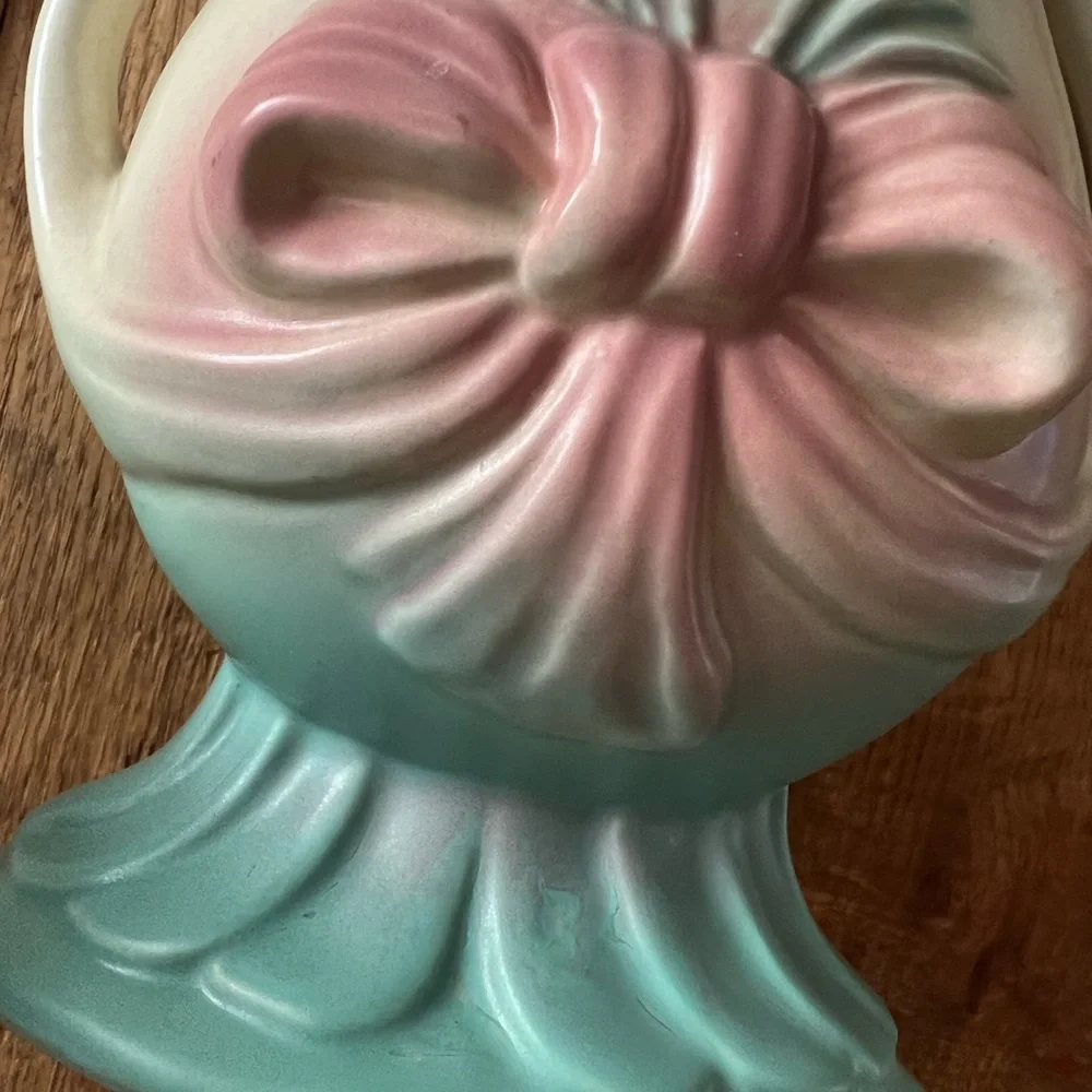 RARE Vintage Original Hull Art Bow Knot Double Handle Vase B-7-8.5” - Picture 13 of 16